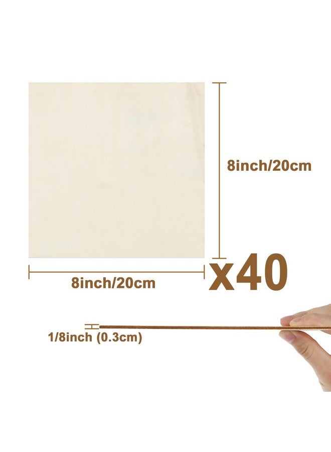 Acrux7 40 Pieces 8X8 Inch Wood Squares Unfinished Balsa Plywood Wood Sheets 1/8 Inch Thick Blank Wood Square For Crafts Paintings Scrabble Tiles Mini House Building Coaster Engraving Home Decoration - Image 2