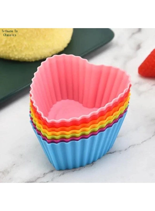زوبا قوالب كب كيك من السيليكون المقاوم للحرارة، 12 قطعة، اكواب خبز غير لاصقة للكب كيك والمافن والشوكولاتة والكب كيك، متعددة الالوان والاشكال (الالوان تختار عشوائيا) - Image 2