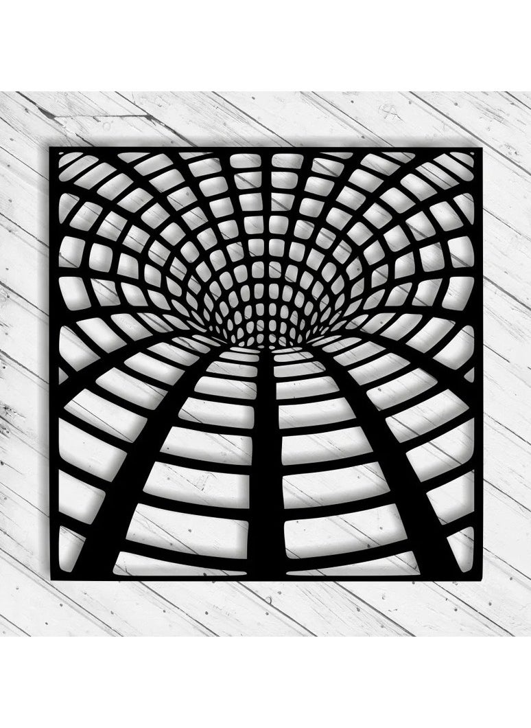 MIRFA Wooden Wall Art With Self Adhesive Base - Black (3D Illusion - Rabbit Hole)  - Image 1
