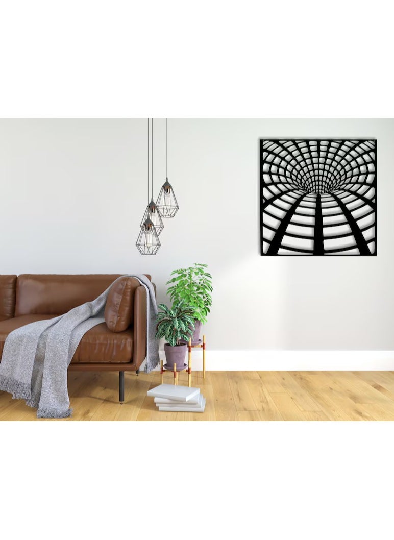 MIRFA Wooden Wall Art With Self Adhesive Base - Black (3D Illusion - Rabbit Hole)  - Image 2