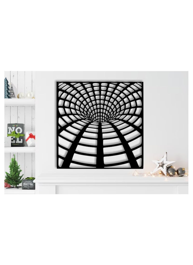MIRFA Wooden Wall Art With Self Adhesive Base - Black (3D Illusion - Rabbit Hole)  - Image 3