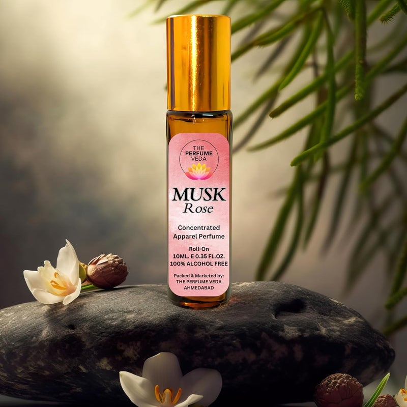 THE PERFUME VEDA عطر فيدا مسك الورد مع رائحة زهرية دافئة للمسك للرجال والنساء خالي من الكحول رول أون عطر يدوم طويلاً 10 مل - Image 5