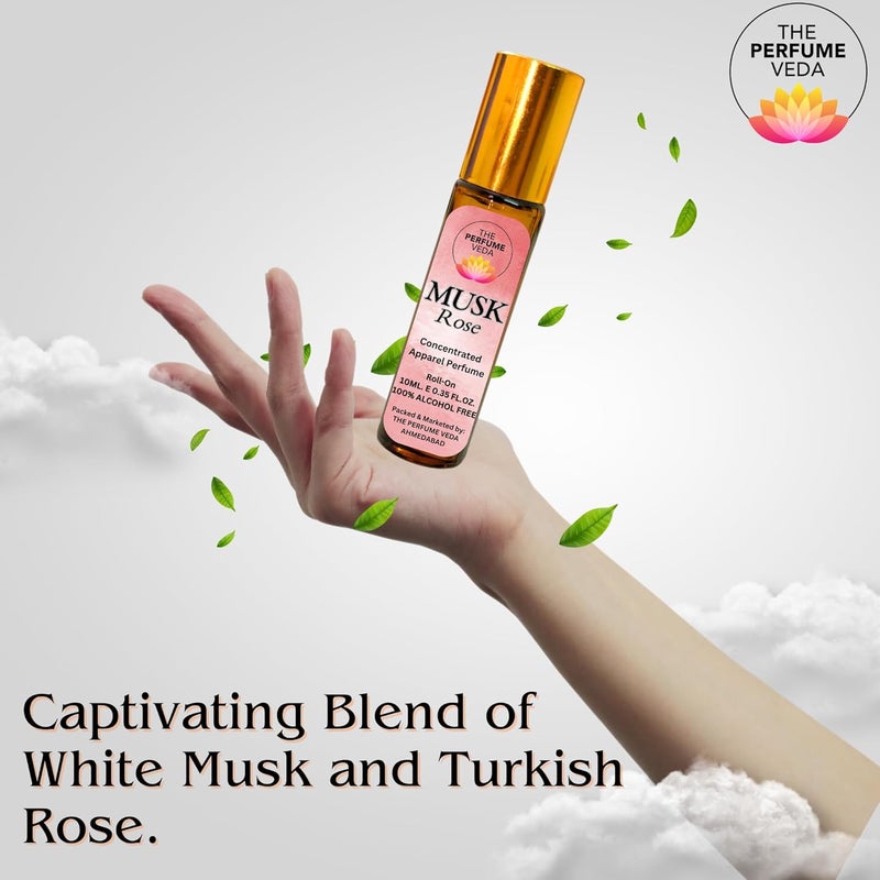 THE PERFUME VEDA عطر فيدا مسك الورد مع رائحة زهرية دافئة للمسك للرجال والنساء خالي من الكحول رول أون عطر يدوم طويلاً 10 مل - Image 2