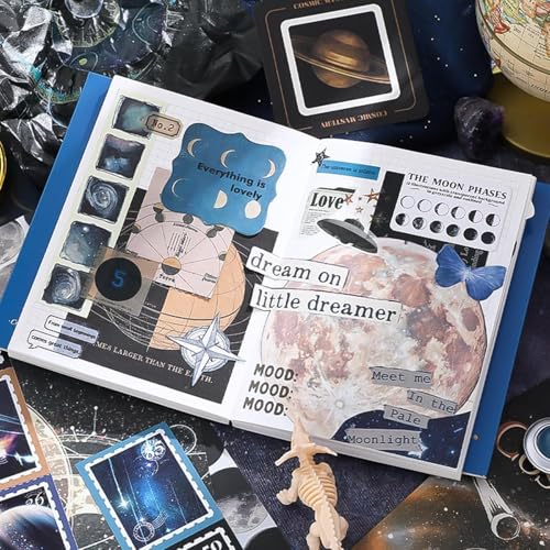Mluffy Cosmic Mystery Vintage Aesthetic journaling kit, Scrapbook Journal Set, DIY Paper Stickers Craft Kits for Journal kit, Aesthetic Sticker, Scrap Book and Notebook Collage (Cosmic Mystery) - Image 3
