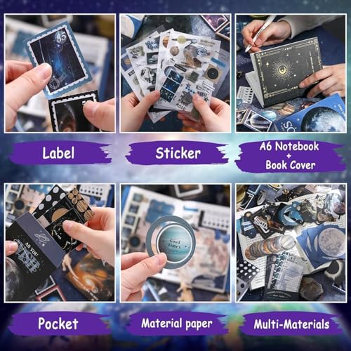 Mluffy Cosmic Mystery Vintage Aesthetic journaling kit, Scrapbook Journal Set, DIY Paper Stickers Craft Kits for Journal kit, Aesthetic Sticker, Scrap Book and Notebook Collage (Cosmic Mystery) - Image 4