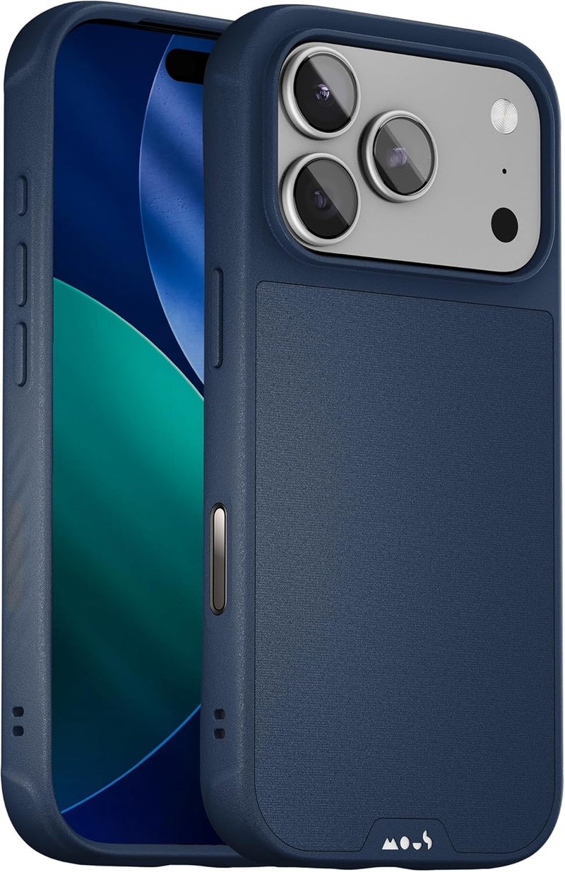 Mous Limitless Case for iPhone 17 Pro 6.3 Inches, Compatible with MagSafe (Camera Control Cover), Protective Magnetic Case, Shockproof, Full Camera Protection, Scratch-Resistant Back, Navy Blue - Image 1