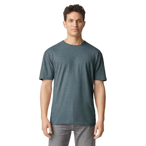 Gildan Adult Softstyle Cotton T-Shirt, Style G64000, Multipack, Dark Heather (2-Pack), Small - Image 3