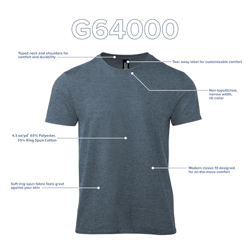 Gildan Adult Softstyle Cotton T-Shirt, Style G64000, Multipack, Dark Heather (2-Pack), Small - Image 2