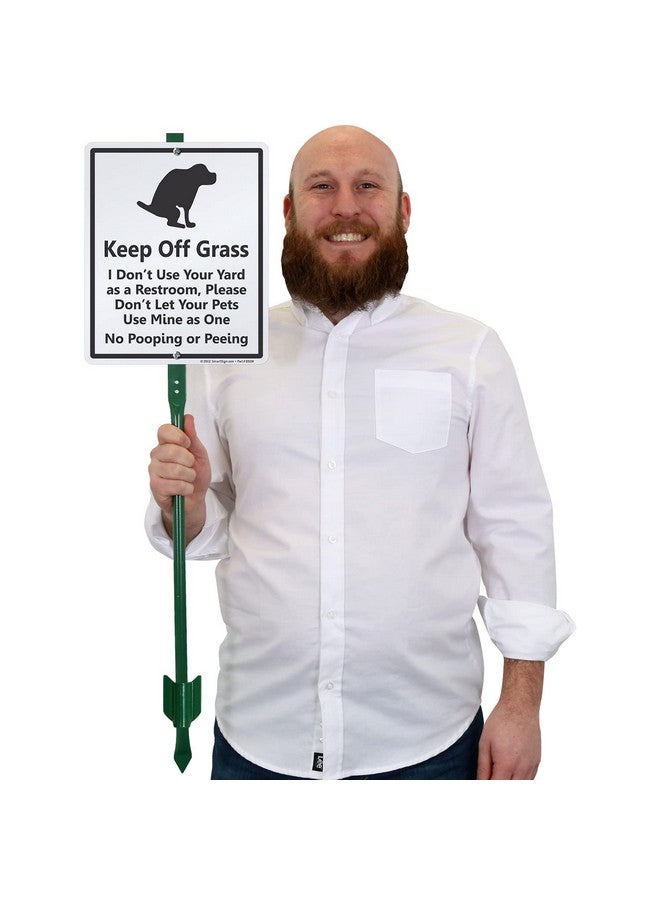 سمارت ساين لافتة مضحكة لبراز الكلاب من LawnBoss® "Keep Off Grass" من SmartSign | لافتة من الألومنيوم مقاس 10 × 12 بوصة مع وتد بطول 3 أقدام  - Image 4