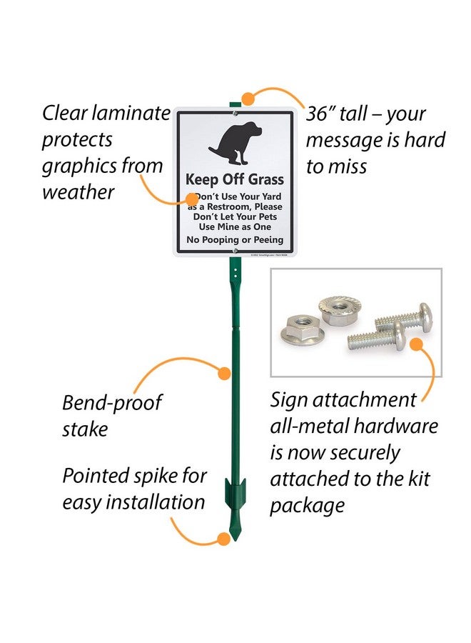 سمارت ساين لافتة مضحكة لبراز الكلاب من LawnBoss® "Keep Off Grass" من SmartSign | لافتة من الألومنيوم مقاس 10 × 12 بوصة مع وتد بطول 3 أقدام  - Image 5