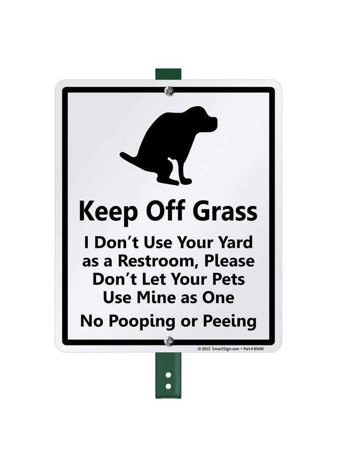 سمارت ساين لافتة مضحكة لبراز الكلاب من LawnBoss® "Keep Off Grass" من SmartSign | لافتة من الألومنيوم مقاس 10 × 12 بوصة مع وتد بطول 3 أقدام  - Image 1