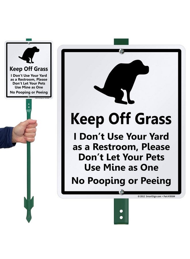 سمارت ساين لافتة مضحكة لبراز الكلاب من LawnBoss® "Keep Off Grass" من SmartSign | لافتة من الألومنيوم مقاس 10 × 12 بوصة مع وتد بطول 3 أقدام  - Image 2