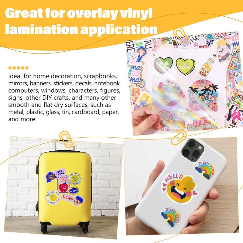 Holographic Sticker Paper Clear Overlay Lamination Vinyl Patterns Laminate Sticker Film 8.26" x 11.69" A4 Size 28 Sheets/Pack for Craft, Scrapbooking, Craft Cutters, Rainbow - Image 5