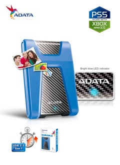 ADATA HD650 DURABLE 1TB External HDD | Anti-Shock Hard Drive | Compatible with PS5 XBOX | Blue  - Image 2