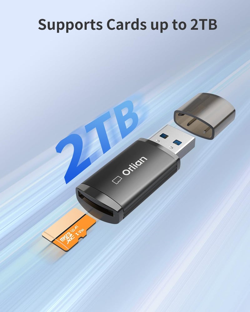 Orlian USB 3.0 Micro SD Card Reader, 5Gbps Speed SD Card Adapter, Menory Card Reader Compatible with Windows, MAC MacBook Pro/Air, Android and More, Black - Image 5