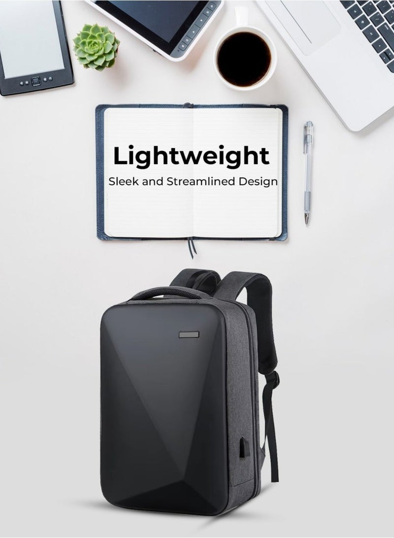 جلاسولوجي Hard Shell Laptop Backpack 15.6 inch Water Repellent Faux Leather Travel Backpack for Men & Women – Stylish, Durable & Protective - Image 5