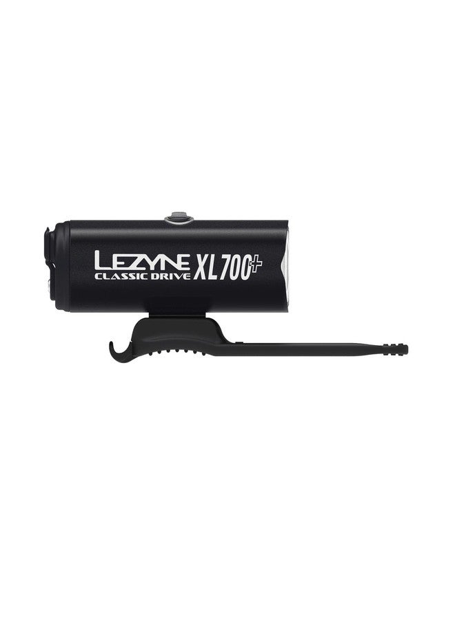 LEZYNE Classic Drive XL 700+ Bicycle USB-C Rechargeable IPX7 White LED Front Light w/Multiple Solid & Flash Modes | Integrated Versatile Strap Mount Compatible with Handlebars, 700 Lumens, Satin Black - Image 2