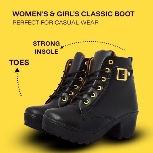 KRAFTER Women's & Girl's Classic Winter Boot Black-Black-1-38 - Image 3