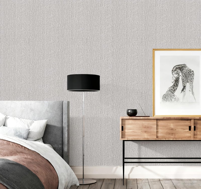 lenify Grey Grasscloth Peel and Stick Wallpaper Faux Linen Contact Paper 15.7inch x 118.1inch Grey Vintage Wallpaper Faux Linen Self Adhesive Decorative Textured Grass Cloth Fabric Removable Vinyl - Image 4