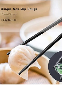 KASTWAVE 10 Pairs Reusable Chopsticks Dishwasher Safe, Fiberglass Chop Sticks Multipack Metal Japanese Korean Chopsticks for Food, BPA-Free, Safe, Gift, Smooth Touch, Black and Gold  - Image 4