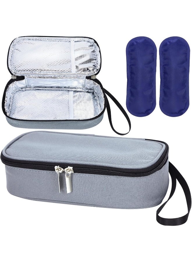 ISUSSER Breastmilk Cooler Bag with Ice Pack, Portable Insulated Breast Milk Storage Cooler Bag, Small Stylish Breastmilk Storage Bag Cooler with Wrist Strap (Grey) - Image 1