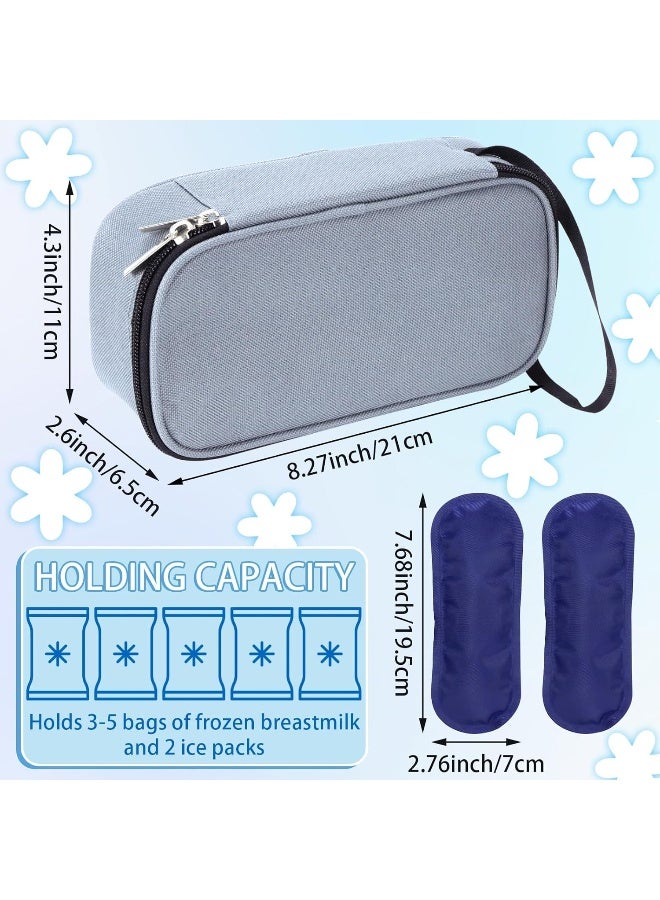 ISUSSER Breastmilk Cooler Bag with Ice Pack, Portable Insulated Breast Milk Storage Cooler Bag, Small Stylish Breastmilk Storage Bag Cooler with Wrist Strap (Grey) - Image 2