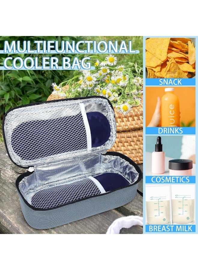 ISUSSER Breastmilk Cooler Bag with Ice Pack, Portable Insulated Breast Milk Storage Cooler Bag, Small Stylish Breastmilk Storage Bag Cooler with Wrist Strap (Grey) - Image 4