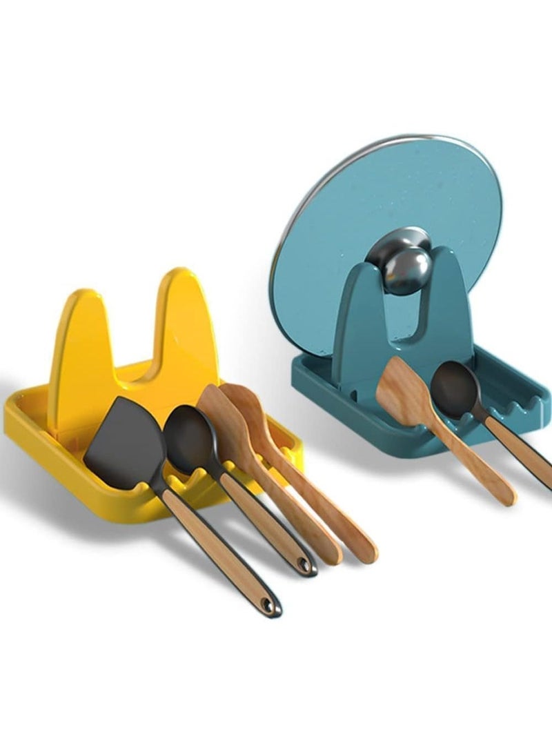 CLENEA 2-Pack Spoon Rests with Drip Pad – Heat-Resistant Non-Slip Kitchen Utensil Holder for Counter and Stove, Ideal for Spoons, Spatula, Chopsticks, Pot Lid - Image 1