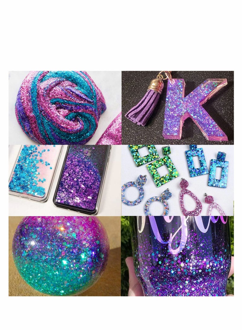 KASTWAVE Glitter Powder, Hexagons Iridescent Sequins Art Decor Sparkles Flakes for Craft Tumbler, Body Face Hair Eye Cosmetic Festival Face Makeup 8 Pcs - Image 4