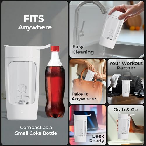 Autofy Electric Shaker for Gym Protein Shaker Bottle 100% Leakproof Design Multipurpose Use Coffee Lassi Milkshake BCAA Mixing Home Office Workout use *60 Mins Runtime* Anti-Skid Base (White - 650ml) - Image 5