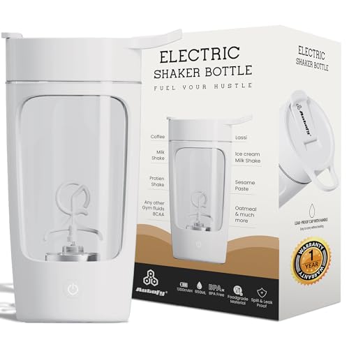 Autofy Electric Shaker for Gym Protein Shaker Bottle 100% Leakproof Design Multipurpose Use Coffee Lassi Milkshake BCAA Mixing Home Office Workout use *60 Mins Runtime* Anti-Skid Base (White - 650ml) - Image 1