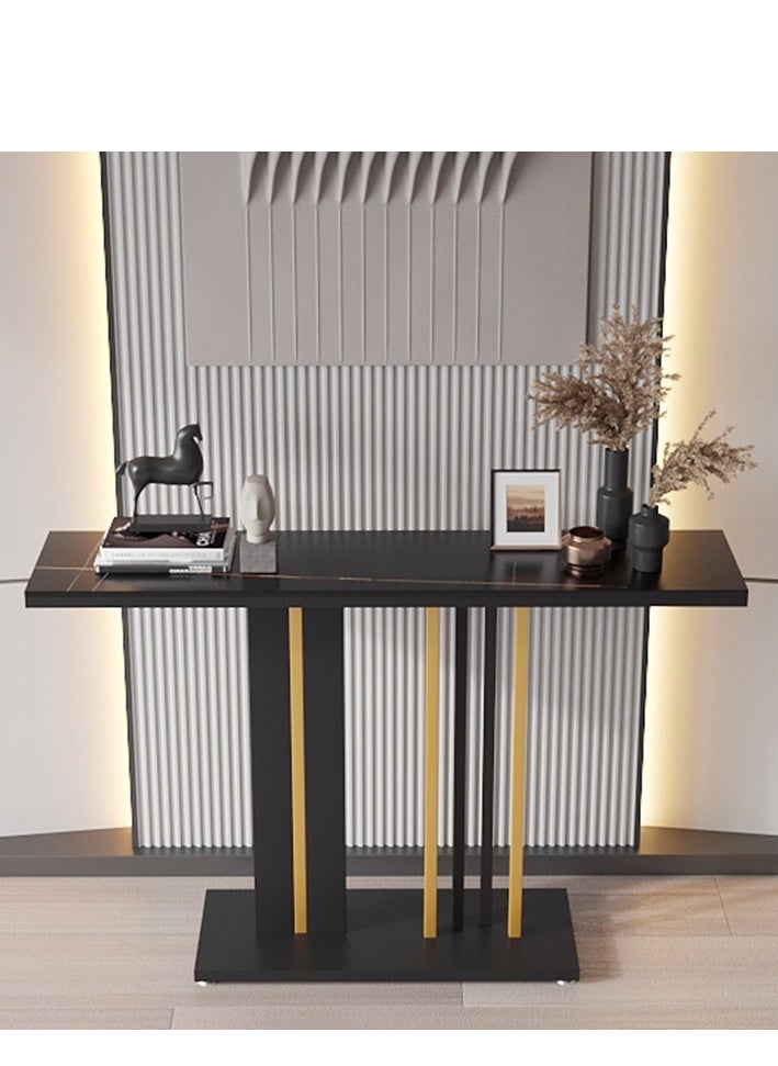 Original Marble Console Table, Modern Console Table with Metal Base, Narrow Long Entryway Sofa Table, Metal Iron, Rectangular Entryway Table for Living Room, Hallway, Foyer, Office