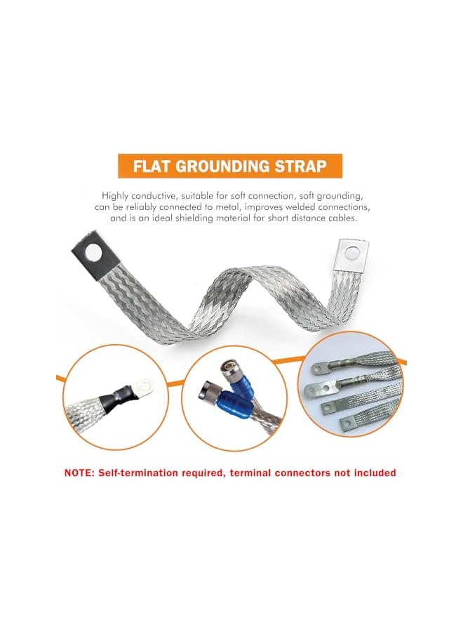 S-TOP Flat Tinned Copper Wires Shielding Sleeving,Wire Cable Braided Sleeve Shield Metal Ground Straps EMI/RFI Mesh Protect (5/16"-16ft, Silver) - Image 2