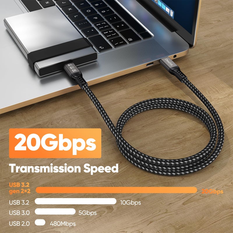 DteeDck USB C 3.2 Gen 2 Cable 10ft, 4K@60Hz/ 20Gbps/ 100W Type C Video Display Monitor Cord, USBC High Speed Data Transfer/Fast Charging for Monitor HDTV Laptop Docking Station and More - Image 3