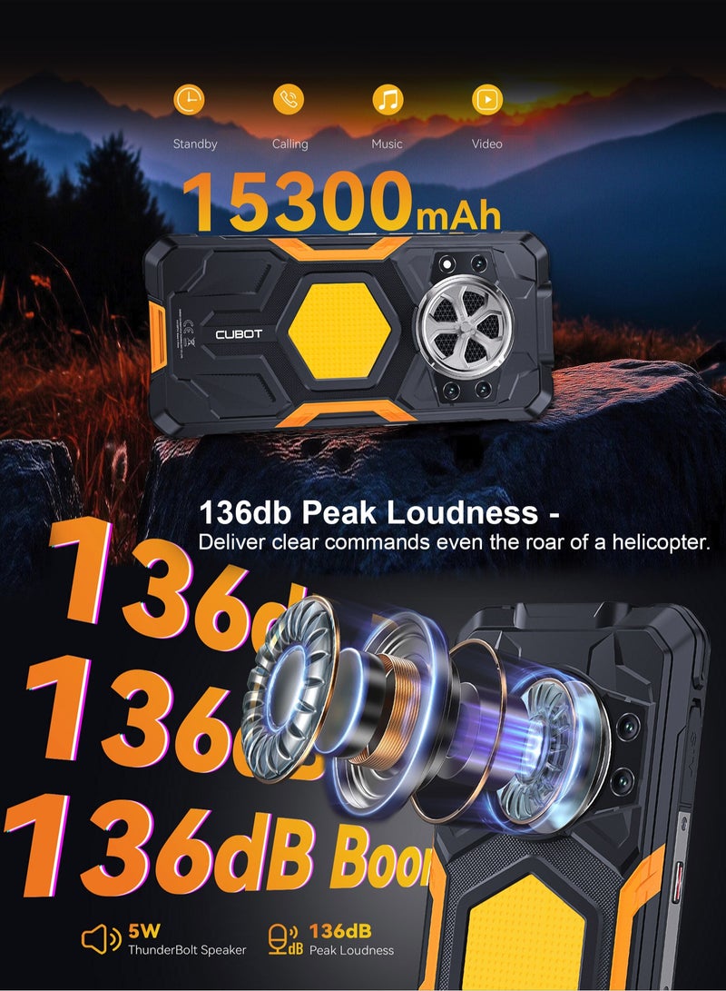 Cubot KingKong Power 5 Rugged Smartphone 4G 6GB RAM+128GB ROM 6.88 Inch Display Android 15 Smart Phone 64MP+16MP CamerA 15300mAh Battery/ NFC/Fingerprint & Face/ Dual SIM & LED Camping Light-Black - Image 5