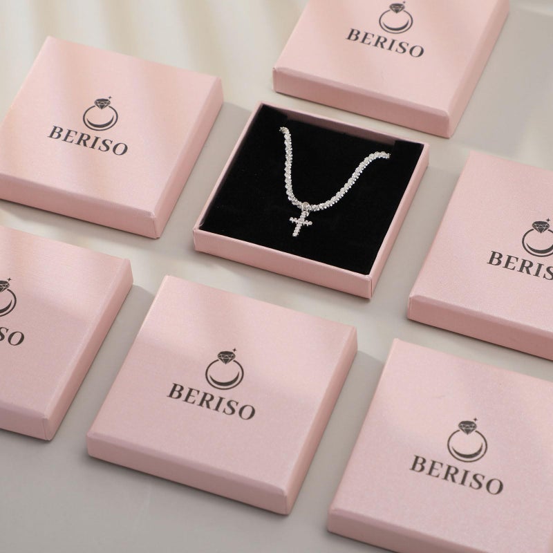 BERISO 14K Gold/Silver Plated Choker Necklace for Women Shining Dots Station Gold Chain Necklace Beads Sparkle Chain Necklace Link Chain Exquisite Jewelry for women - Image 5