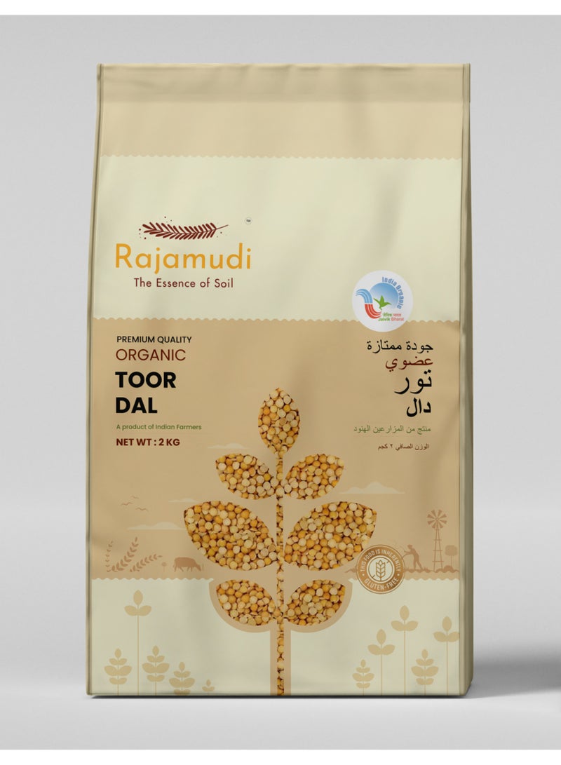 Rajamudi Organic Toor Dal 2kg : Unpolished Arhar Dal | High in Protein & Fiber - Image 1