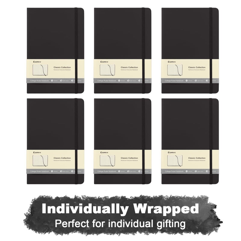 Comix 6 Pack Lined Journal Notebooks for Work, 240 Pages, 5.5"x8.3", Black, Hardcover, A5 Medium College Ruled, Journaling Notebooks for Notes-Taking, Fits for Office School Home - Image 5
