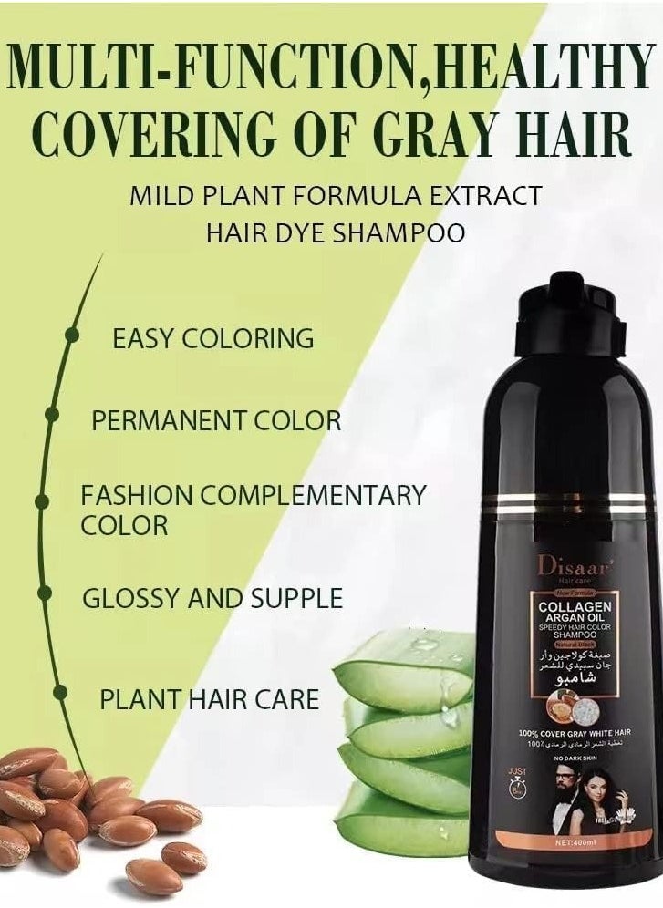 Hair Dye Shampoo with Collagen and Argan Oil to Cover Gray and White Hair with a Natural Black Color (10 in 1 Benefits) 400 ml from Disaar - pzsku/ZA6C06A4F15E51867BE44Z/45/_/1716228862/4ca9715b-de31-4557-ad1b-593b9bb97343