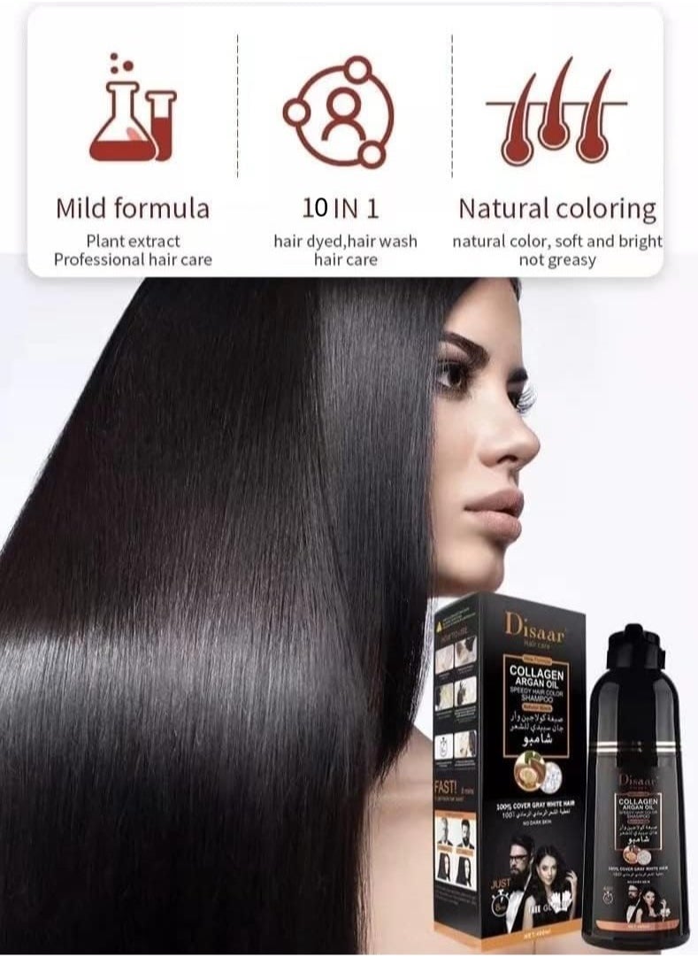 Hair Dye Shampoo with Collagen and Argan Oil to Cover Gray and White Hair with a Natural Black Color (10 in 1 Benefits) 400 ml from Disaar - pzsku/ZA6C06A4F15E51867BE44Z/45/_/1728549169/f65f8341-7957-40a3-9693-70b2155c4228