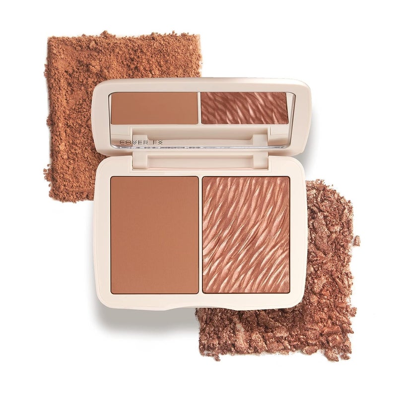 COVER FX Monochromatic Powder Bronzer Duo Sunkissed Bronze Soft Matte Luminous Shimmer Finish Create Custom High Impact Bronze Glow