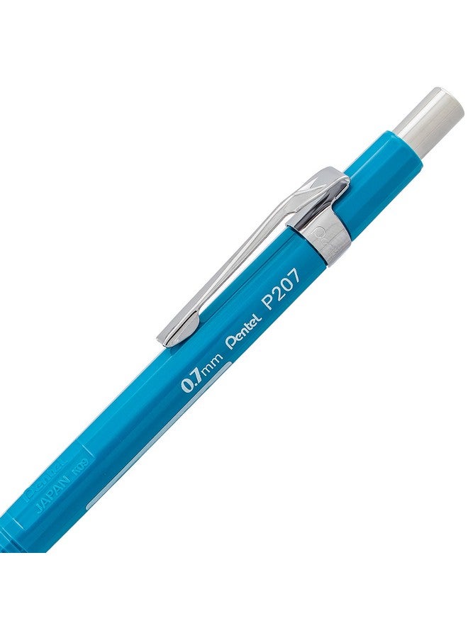Pentel قلم رصاص أوتوماتيكي شارب 0.7 مم برميل أزرق 1 عبوة (P207Bpk6) - Image 4