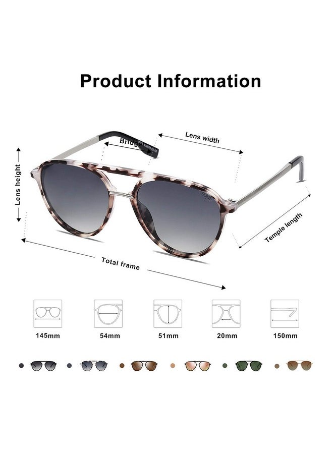 Sojos Retro Aviator Polarized Sunglasses For Women Men Double Bridge Ladies Shades Sj2078 With Grey Tortoise Frame Gradient Light Blue Lens  - Image 4