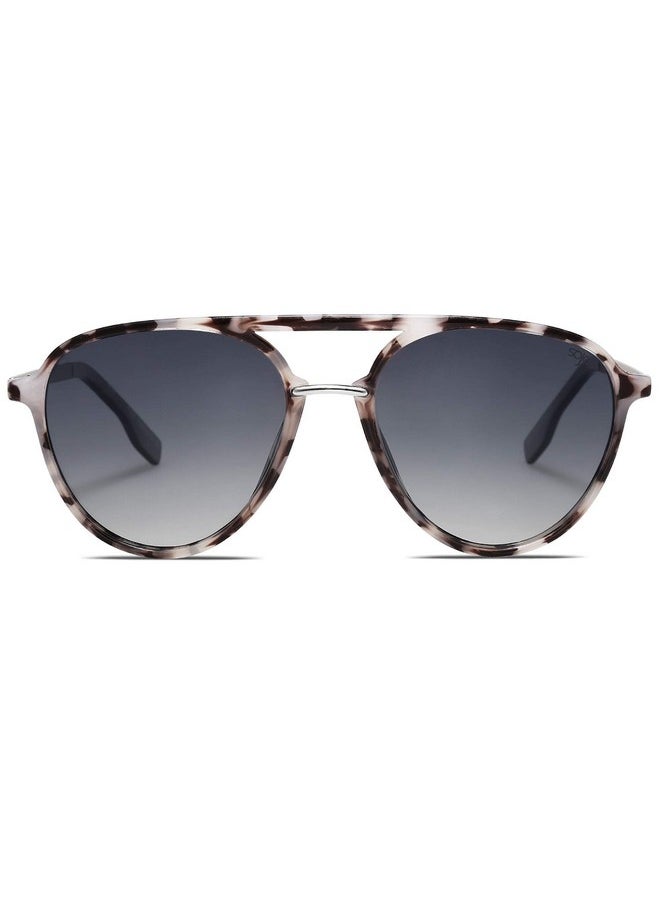 Sojos Retro Aviator Polarized Sunglasses For Women Men Double Bridge Ladies Shades Sj2078 With Grey Tortoise Frame Gradient Light Blue Lens  - Image 1