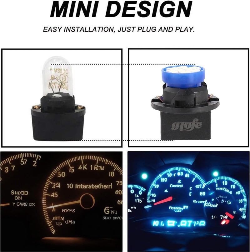 GLOFE Ice Blue T10 194 168 LED Instrument Panel Gauge Cluster Dashboard Lights Bulbs - 10Pcs Set - Image 5