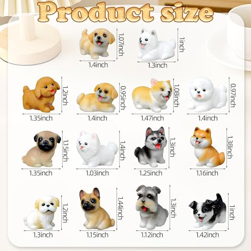 Exasinine 14PCS Mini Dog Figurines Hand Painted Resin Puppy Figurine Realistic Miniature Dogs for Cake Toppers Fairy Garden DIY Crafts Birthday Party and Home Decorations - Image 3