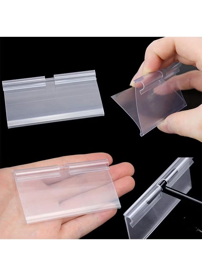 واي جيه حاملات بطاقات بلاستيكية شفافة من قطع 30 قطعة، ملصقات بطاقات السلة على ملصقات صناديق التخزين، حامل شاشة توقيع البضائع لمحل السوبر ماركت (8*4.2*3 سم) - Image 2