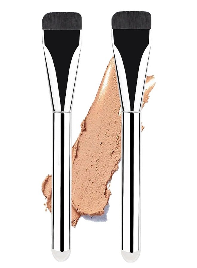 Much Hotter 2pcs Flat Foundation Brush for Liquid Makeup, Ultra Thin Flat Head Foundation Brush Soft Dense Flat Makeup Brush Beauty Brushes for Face Makeup Cosmetic Application,Premium Flat Brush Makeup - Image 1