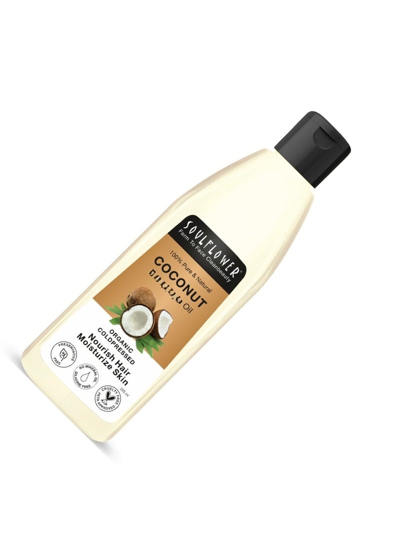 Soulflower Coconut Hair Oil 225ml | Clinically Proven for Hair Growth, Shine, Damage Repair, Frizz Control, Body Massage | 100% Pure, Ecocert Organic Certified, No Mineral Oil - Image 2