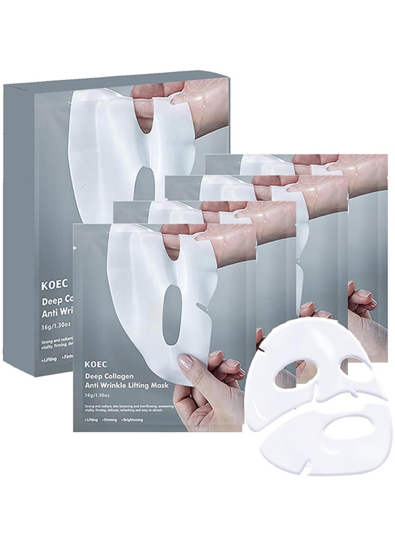 KOEC 4PCS Deep Collagen Anti Wrinkle Lifting Mask Bio Collagen Hydrating Firming Overnight Hydrogel Mask Instant Brightening Firming Anti Aging Face Sheet Masks Moisturizing Face Mask Korean Skin Care Facial Hydrogel Sheet Masks - Image 1